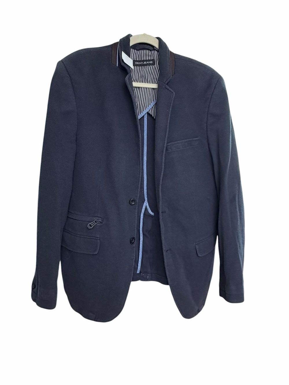 DKNY Jeans Men’s Navy Knit Blazer Stretch Unstructured Sport Coat Casual Jacket